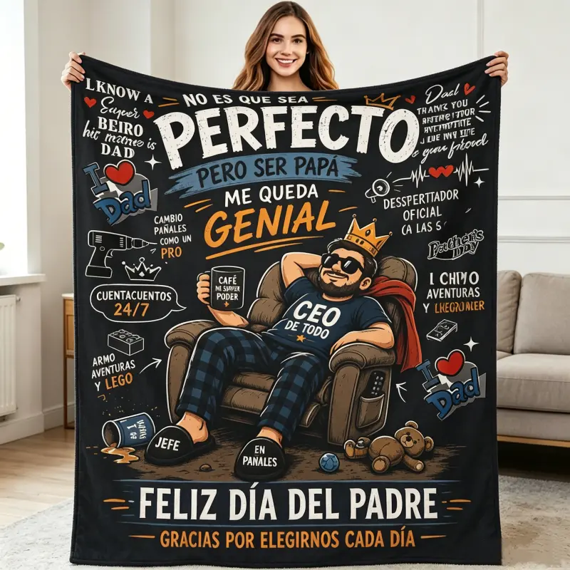 Regalo dia del padre, manta para papa, frases divertidas papa, manta franela regalo papa, manta ceo de todo papa, manta dia del padre, regalo sentimental para papa, manta hogar para papa