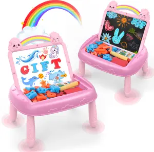 Magic Unicorn Double-Sided Drawing Board for Kids - Reusable Writing Easel with Alphabet & Numbers, Chalk & Watercolor Features, Portable & Erasable, Perfect for Learning & Play