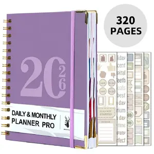 2026 Daily Planner & Agenda - Planner Notebook - 365 Days Full Coverage - Thick No-Bleed Paper - Monthly/Weekly Productivity Journal for Work & Study Available in 3 Colors (Green, Purple, Black)