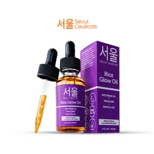 Rice Bran Skin Oil - SeoulCeuticals  Korean Radiant Dewy Glass Skin Serum, Vegan Moisturizer with Squalane & Vitamin E, Cruelty-Free K-Beauty Serum, 1oz Hydrating
