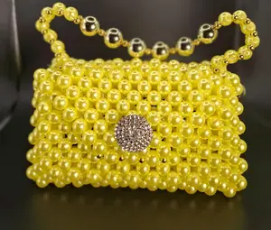 Handmade Beaded Handbag with Elegant Scarf & Gold Accents