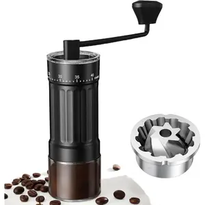 Mini Manual Coffee Grinder with CNC Stainless Steel Conical Burr & 40 Adjustable Settings, Portable Hand Coffee Bean Mill with 30g Capacity & Crank, Great for Travel, Camping, Espresso, Pour Over, etc