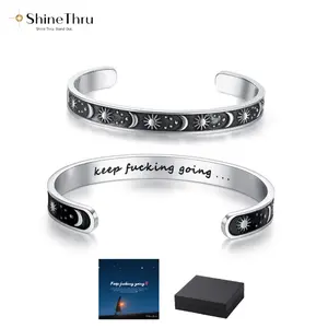 ShineThru 1pc Vintage Star-Engraved Stainless Steel Bracelet - Minimalist, Stylish, Durable, Ideal for Daily Wear, Perfect Gift for Teen Girls, No
