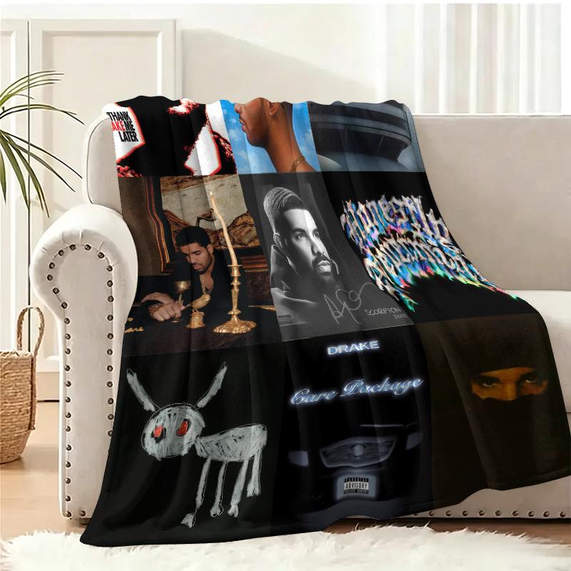 Drake Album Cover Collage Flannel Throw Blanket - Cozy Soft Bedding with Iconic Studio Album Art Prints, Ideal Gift for Drake Fans