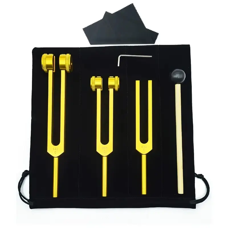 Chakra Tuning Fork Set (128hz, 256hz, 512hz), Aluminum Alloy Portable Lightweight Nerve Tuner for Sound Therapy & Musical Instruments Accessories Included