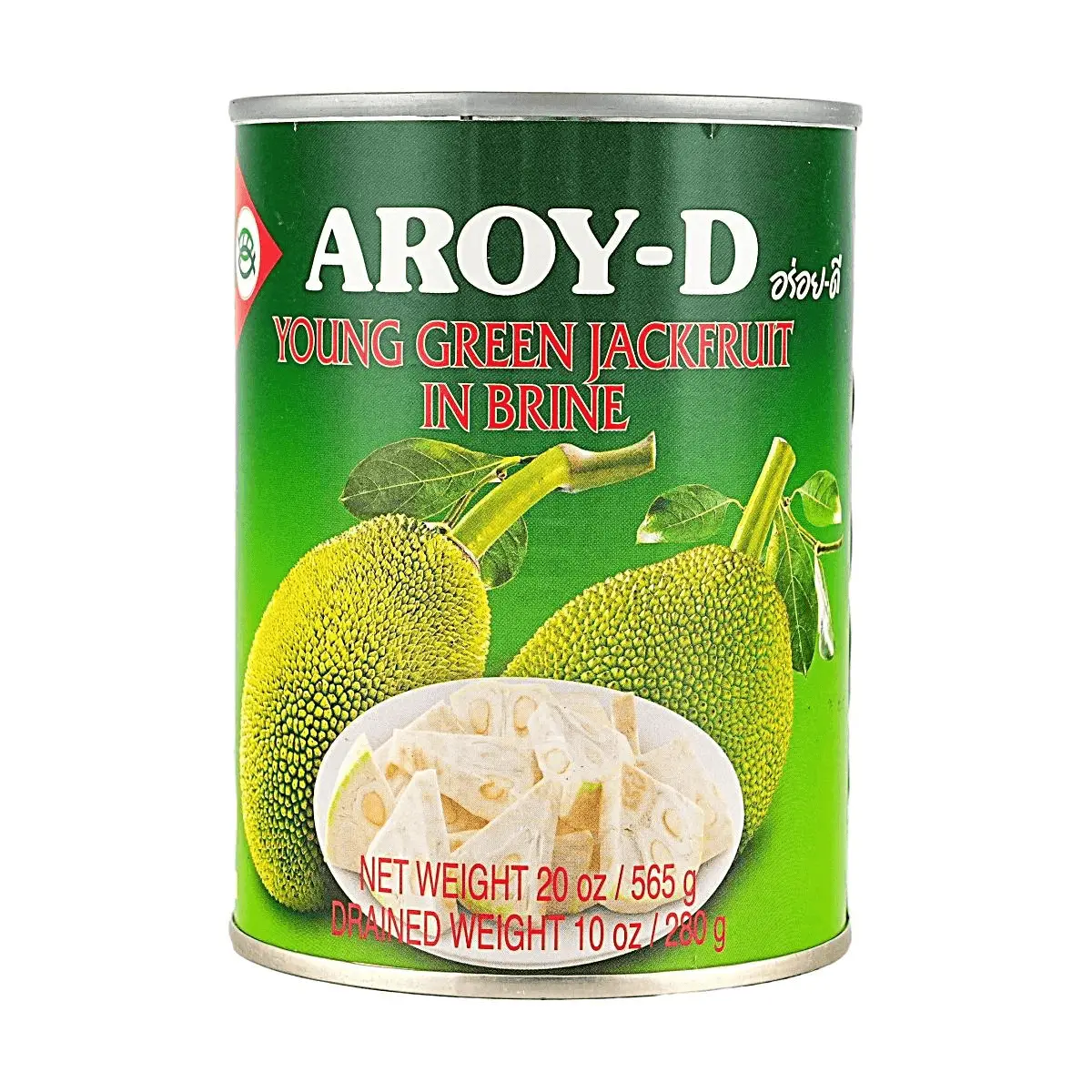 AROY-D Canned Young Jackfruit in Brine 565g - Vegan Meat Substitute for Curries, Stir-fries & Tacos - Plant-Based Protein, Vegetarian, Halal