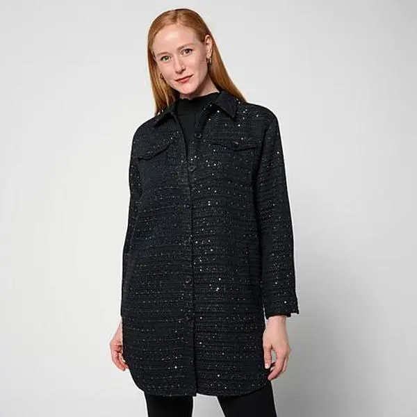 G by Giuliana Woven Boucle Mini Sequin Jacket