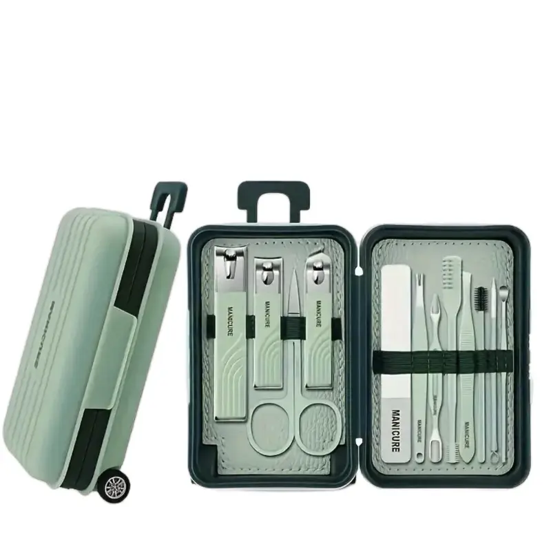 1 Set Stainless Steel Nail Clippers Manicure Tool Set with Travel Suitcase Shaped Case
