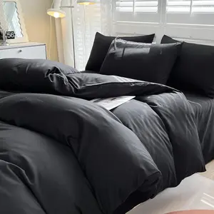 Solid Color Machine Washable Duvet Cover Set, 2/3 Counts Soft Comfortable Bedding Set Including 1 Quilt Cover & 1/2 Pillowcases without Filler, Bedding Supplies for Home Bedroom Hotel