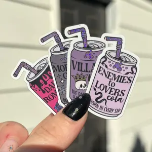 Bookish Soda Tropes Stickers Bundle - Crushed Glitter Finish - 4 Stickers