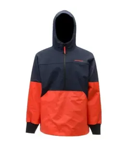 Grundens FishPicking Anorak 1/4 Zip Pullover - Navy/Orange