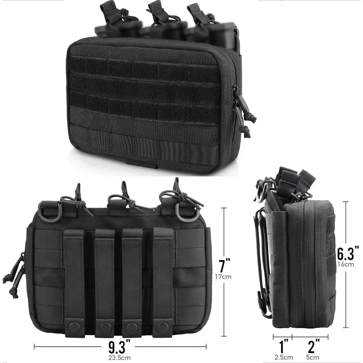 Tactical Mag Admin Pouch, Molle Utility Tool Pouch Medical EMT Organizer with Triple Stacker Magazine Holder for M4 M16 Patch Included