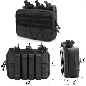 Tactical Mag Admin Pouch, Molle Utility Tool Pouch Medical EMT Organizer with Triple Stacker Magazine Holder for M4 M16 Patch Included