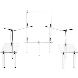 Plymor Clear Acrylic Rectangular 6-Platform Multi-Item Display Riser, 14" H x 39" W