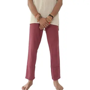 Organic Cotton Free Size Trousers Maroon - Unisex Casual Bohemian Chic Pants for Summer Wear Earth Tones Sustainable Fashion