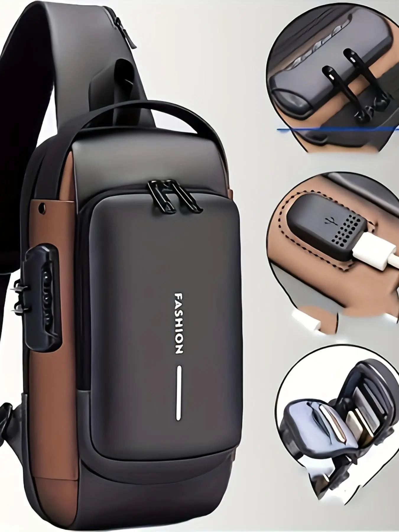 Men's Anti-Theft Password Lock Multifunctional Chest Bag, Adjustable Chest Pack, Versatile Bag, Fashionable and Sporty, Durable Fabric, Adjustable Strap, Ideal for Outdoor Activities