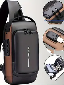 Men's Anti-Theft Password Lock Chest Bag, Fashionable and Sporty, Durable Fabric, Adjustable Strap, Ideal for Outdoor Activities