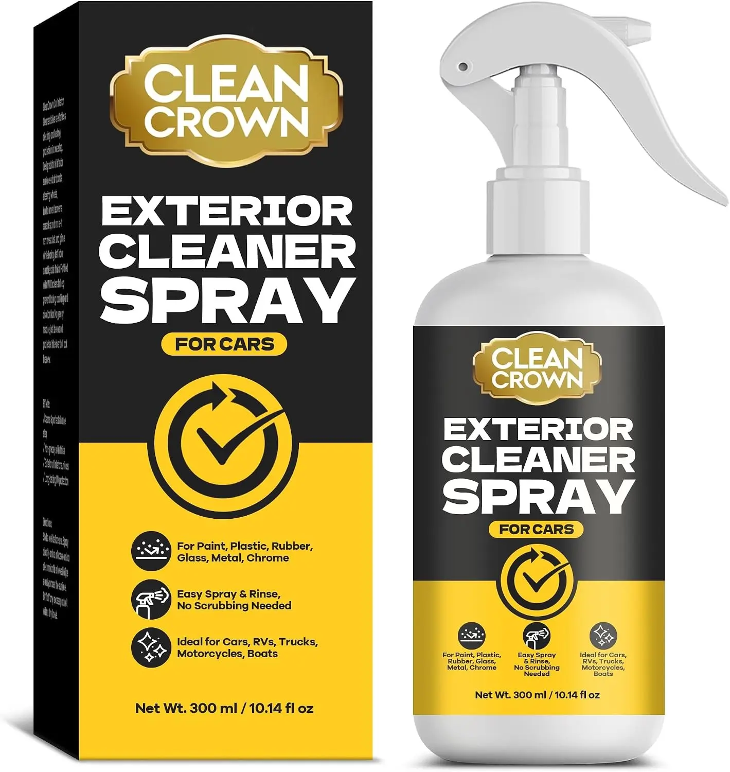 Exterior Cleaner Spray for Cars (10.14 Fl Oz), All Purpose Degreaser & Spot Remover for Sap, Road Grime, Tar, Stains, Detailing Spray Safe on Paint, Glass, Chrome, Plastic & Trim