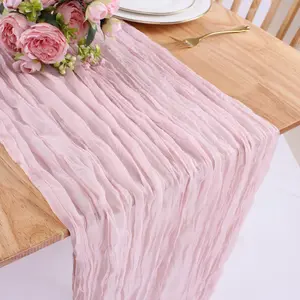 Bohemian Christmas Wine Table Runner, Long Semi-Transparent Cheese Cloth, Party Birthday Wedding Graduation Decorations