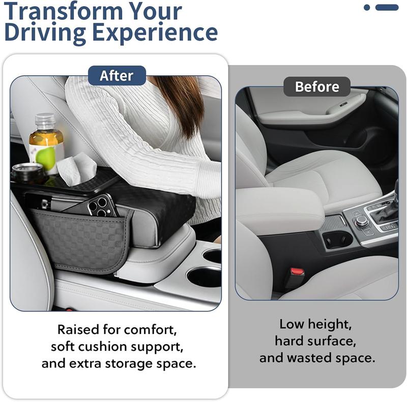 Leather Center Console Cover with Cup Holder,Booster Arm Rest Cover for Car Middle Console Cover,Fit For Nissan /Honda /Accord/Civic /CRV /Hrv /Kia /Sorento /Toyota /Corolla /4Runner /Camry /Hyundai /Mazda