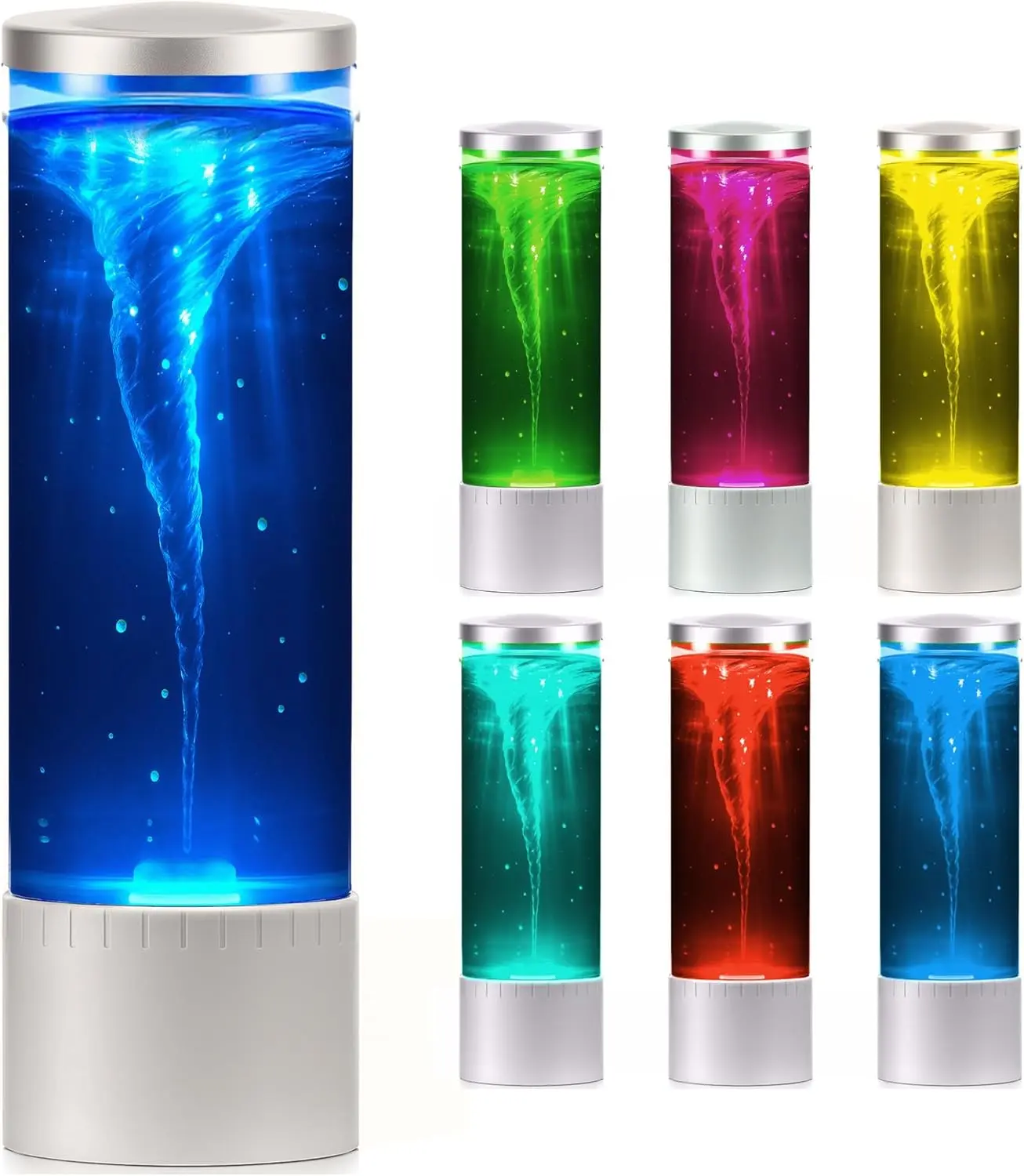 Tornado Lamp| 7 Color Changing LED Light Glitter Lamps| Hurricane Lamp for Room, Office & Home Decor| Novelty Gifts Night Light| Birthday, Christmas Gifts| Curiosity Vortex Lamps