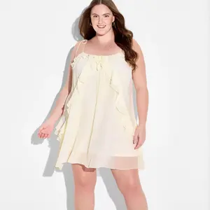Women's Boho Ruffle Mini Dress - Wild Fable Cream 2X