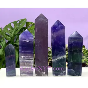 Wholesale Lot 5 pcs Large Natural Purple Fluorite Obelisk Tower Point Crystal Healing Energy