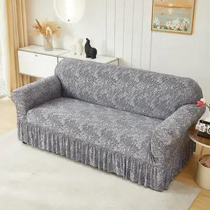 Nordic Simple Plaid Sofa Cover, Vintage British Plaid Sofa Protector, Elastic Skirted Furniture Cover, Pet-Proof, Elastic Sofa Slipcover