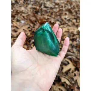 Silver Green Crystal Resin Crystal Paperweight Staff Topper Cosplay Gem Custom Crystal Handmade Gem for TTRPG Gift for Him Silver Gem