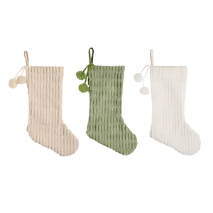 Fabric Cream Green White Stocking