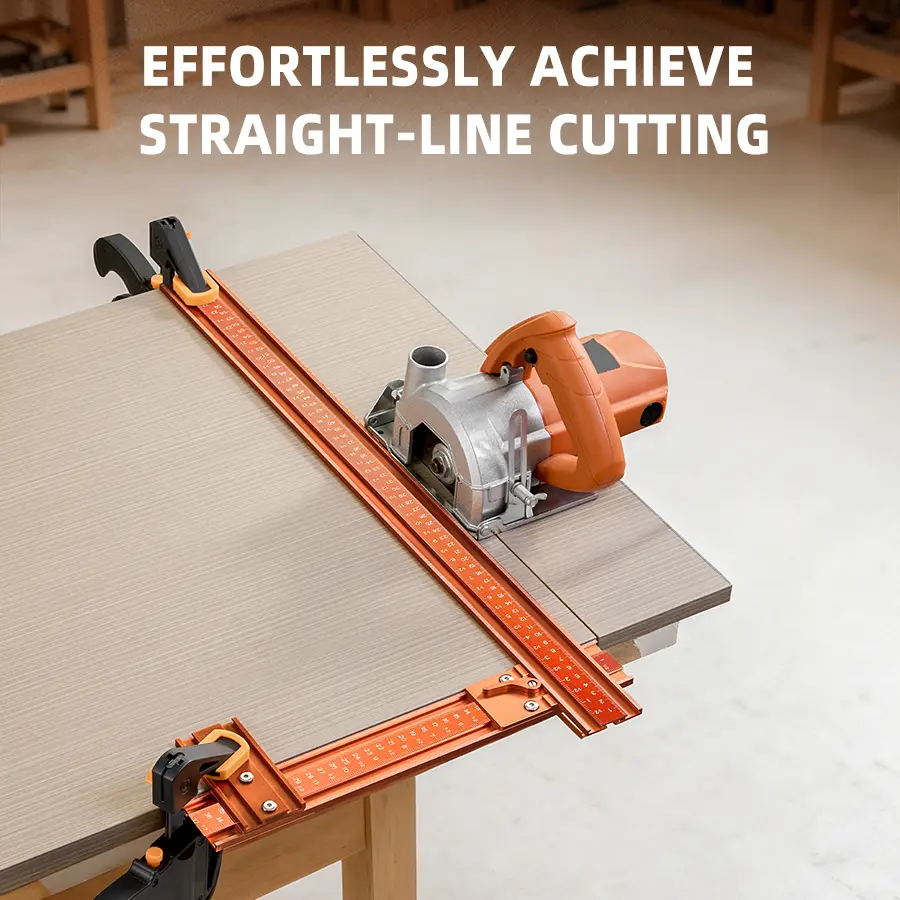 IMBOT Aluminum Extendable Woodworking Circular Saw Cutting Guide - Hardware Work Tool with Anti-Slip Clamp, 90-Degree Corner/Straight Cutting Template, Adjustable Edge, Stability for Accurate Cuts in Circular Saws, Trim Routers (Tools and Gadgets)