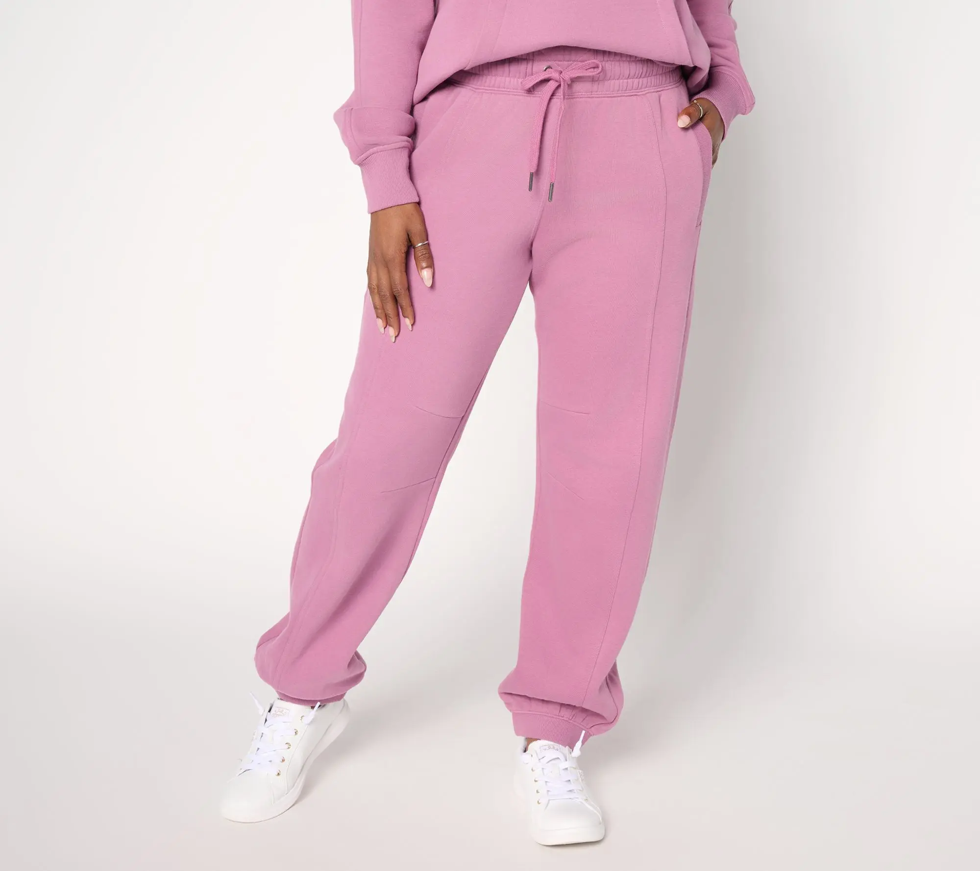 LOGO by Lori Goldstein Regular Fleece Seamed Ankle Jogger
