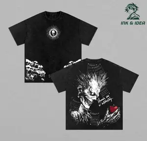 Ryuk Death Note Vintage Washed T-Shirt, Shinigami Anime Oversized Hip Hop Streetwear Tee, Heavy Cotton Dark Aesthetic Graphic Shirt, Retro Manga Unisex Top Gift