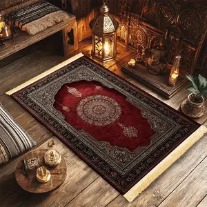 1pc Prayer Mat with Tassels - Non-Slip Foldable Prayer Mat Machine Washable for Indoor Home Prayer Doorway Living Room Islamic Home Prayer Prayerative Mat