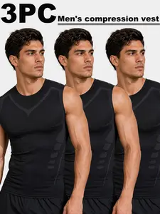 3-Pack Men's Compression Tank Tops, Quick Dry Breathable Sleeveless Workout Shirts for Gym & Sports This 3-Pack Changed My Summer Workouts Forever #FitnessEssentials