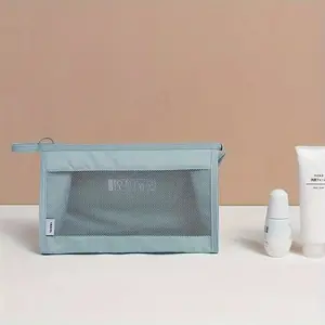 Mesh Toiletry Make Up Bag Women Tote Hanging Storage Makeup Brush Pouch Travel Cosmetic Organizer Bag Pouch Korean Style