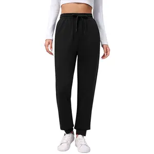 Women's High Waisted Fleece Baggy Sweatpants Workout Lounge Jogging Athletic Cinch Bottom Trousers with Pockets