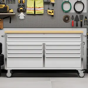 61" Heavy‑Duty Rolling 9‑Drawer Professional Tool Chest – Mobile Tool Cabinet with Lock & Key, Drawer Liners & 6" Casters – For Garage, Workshop & Auto Shop Storage