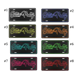 Sittin Pretty License Plate, 12x6 Aluminum Vanity Tag, Cute Girly Car Accessory, Neon Script Auto Plate, Gift for Her, Stylish Vehicle Decor Trendy