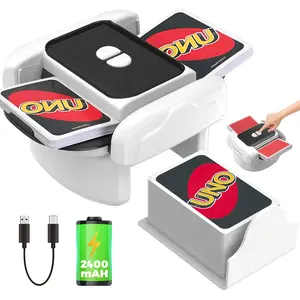 Automatic Card Shuffler, 2 Running Modes, Rechargeable with Long Term Battery, Silent, for UNO, Poker, Blackjack Cards, Black (Black & White)