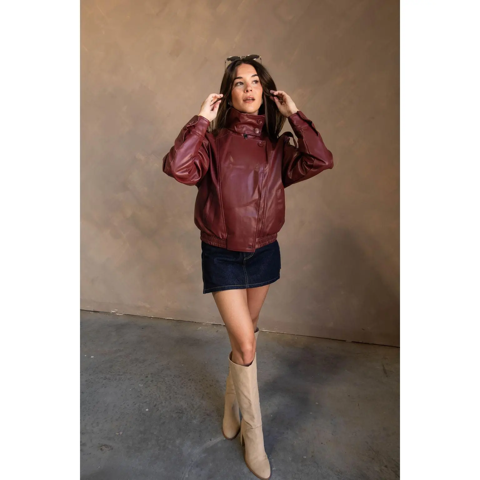 Reece Burgundy Leather Jacket