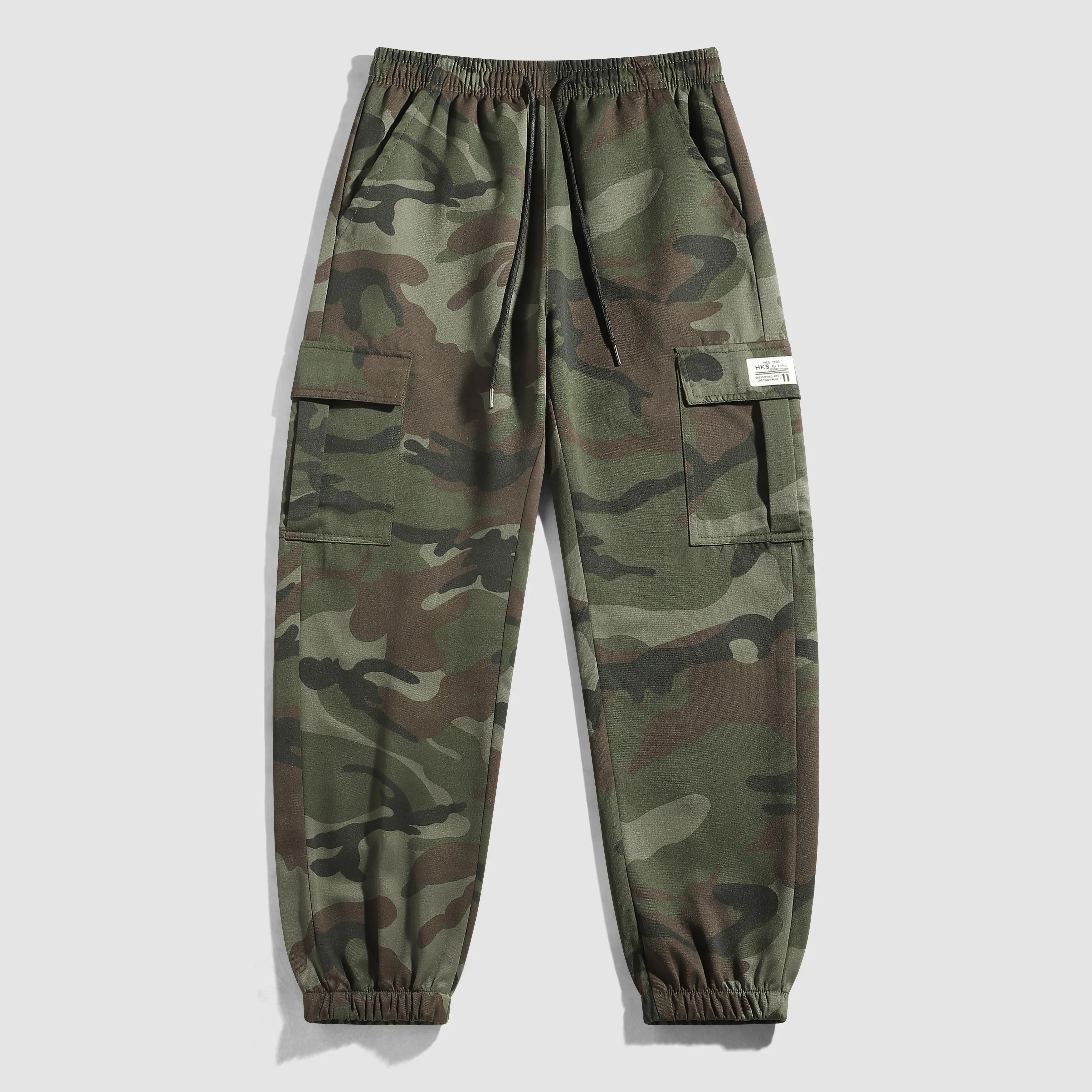 Men’s 2-pack camouflage cargo joggers, elastic drawstring waist camouflage athletic pants, multi-pocket tapered joggers, suitable for outdoor workouts and streetwear
