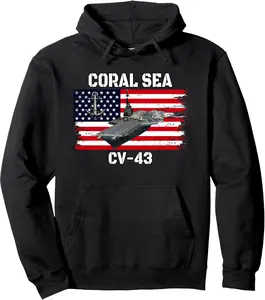 USS Coral Sea CV-43 Aircraft Carrier Veterans Father Grandpa Pullover Hoodie