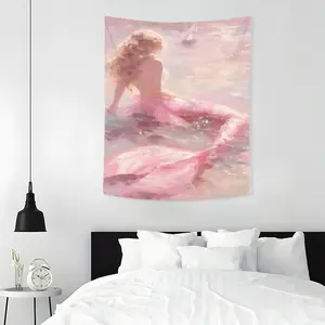 Mermaid Pattern Tapestry, 1 Count Aesthetic Wall Hanging Decor, Wall Hanging Decor for Home Bedroom Living Room Office, Home Decor Accessories