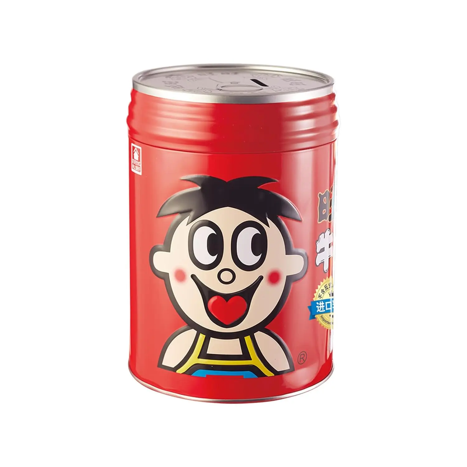 WANT WANT Classic Milk Candy, Original Rich Cream Asian Candy, Collectible Red Tin Pig Money Jar, Perfect Holiday Party Gift Snack, 18.2 oz