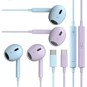 2 Packs USB C Headphones,Type C for  Wired Headphones for  16/15/17 Earbuds with Mic and Volume Control,Hi-Fi Stereo In Ear Earphones for Galaxy S24/S23~S20/Ultra Note 10/20,+Blue