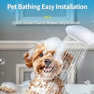 No-Install Tub Spout Shower Attachment with 4ft Flexible Hose, Easy Connect Faucet Sprayer for Pet Bathing, Grooming, Hair Washing and Bathroom Cleaning
