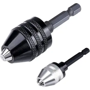 2 count Drill Chuck Adapter - 1/4 Inch Hex Shank Drill Bit Adapter, Impact Chuck Adapter Keyless Drill Chuck for Impact Driver (0.6-8mm, 0.3-3.6mm)