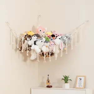 Lilly'S Love Stuffed Animal Storage Macrame Hammock, Large - Boho Room Decor Toy Storage - Corner Hanging Plushie Stuffed Animal Net Organizer (White) Lilly's Love