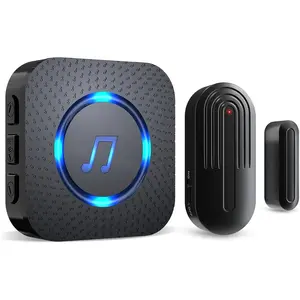 Door Magnetic Sensor Doorbell for Opening Doors, Suitable for Commercial/Home/Office/Store Access Control, 500 Feet Range, 26 Ringtones, 5 Volume Adjustable Doorbell Alerts, Black